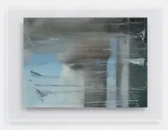 Gerhard Richter, September, 2009, Digital inkjet print in colours, on white vinyl sheet, with grey colour printed on the reverse, mounted between two plates of glass with metal strainer on the reverse for wall-hanging (as issued), contained in the original grey wooden case