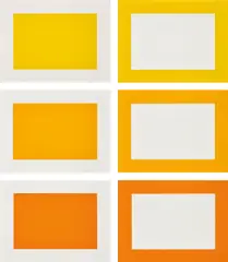 Untitled by Donald Judd, 1988-90, The complete set of six woodcuts in yellows, on Tosa Hanga paper, the full sheets, sold Jan 2018