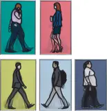 Walking in London 1 by Julian Opie, 2014, The complete set of five lenticular acrylic panels comprised of four inkjet prints in colours, printed directly onto 20 , sold Jan 2018