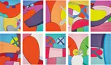 Kaws, No Reply, 2015, The complete set of 10 screenprints in colours, on wove paper, the full sheets, with the original blue fabric-covered portfolio with embossed title