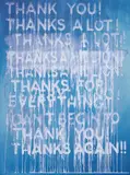 Mel Bochner, Thank You!, 2014, Screenprint in colours, on heavy card paper prepared with colour shifting pigment, the full sheet