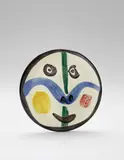 Visage no. 0 (Face no. 0) by Pablo Picasso, 1963, White earthenware plate, painted in colours with brushed glaze, sold Jan 2018