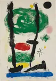 Les Guetteurs (The Watchers) ; and Batteuse Paysage Champagne by Joan Miró & and Raoul Dufy, 1964; and 1954, Two lithographs, one in colours, on wove paper, the full sheet and with full margins, sold Jan 2018