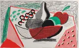Apples, Pears and Grapes by David Hockney, 1986, Hand-made print in colours executed on an office copier, on Arches text paper, the full sheet, sold Jan 2018