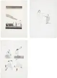David Hockney, Cold Water about to Hit the Prince; Pleading for the Child; and He Tore Himself in Two, plates 28, 37 and 39 from, Illustrations for Six Fairy Tales from the Brothers Grimm, 1969, Three etchings, two with aquatint, on Hodgkinson handmade wove paper watermarked 'DH / PP', with full margins