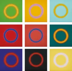 Peter Sedgley, Looking Glass Suite, 1966, The complete set of nine screenprints in colours with airbrushing, on M.T. white matt board, the full sheets, with transparent title sheet, loose (as issued) contained in the original dark grey fabric-covered portfolio