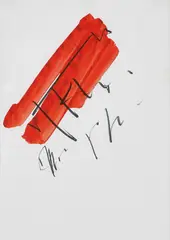 Untitled by Imi Knoebel, 1974, Red watercolour and graphite drawing, on thin wove paper with punched holes, the full sheet, offered Jan 2018