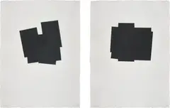 Imi Knoebel, Mennige Pictures: two plates, 1990, Two aquatints in black, on Arches paper, with full margins