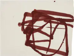Untitled by Suzan Frecon, 2011, Watercolour drawing in orange and red, on handmade paper, the full sheet, sold Jan 2018