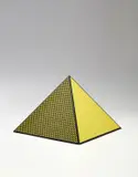Roy Lichtenstein, Pyramid, 1968, Screenprint in yellow and black, on lightweight board folded into a three-dimensional pyramid