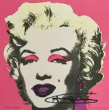 Andy Warhol, Marilyn (Announcement), 1981, Offset lithograph in colours, on smooth wove paper, the full sheet, with text printed on the reverse,