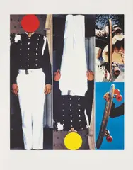 Two Erect Figures/Two Skateboards by John Baldessari, 1995, Screenprint in colours, on Fabriano Disegno paper, with full margins, sold Jan 2018