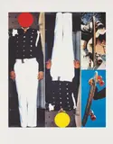 John Baldessari, Two Erect Figures/Two Skateboards, 1995, Screenprint in colours, on Fabriano Disegno paper, with full margins