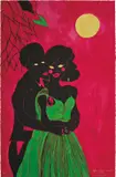 Chris Ofili, Afro Lunar Lovers I, 2003, Giclée print in colours, with embossing and gold leaf, on wove paper, the full sheet