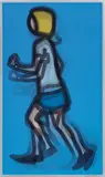Bibi Running by Julian Opie, 2012, Lenticular acrylic panel comprised of four colour inkjets printed directly onto 20 lpi lenticular animating lenses, back, sold Jan 2018