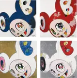 And Then x6 Blue ; And Then x6 Red ; DOB in Pure White Robe (Pink & Blue) ; and DOB in Pure White Robe (Navy & Vermillion) by Takashi Murakami, Four offset lithographs in colours, on smooth wove paper, the full sheets, sold Jan 2018
