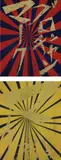 Mark Grotjahn and Takashi Murakami, Untitled (Scarlet Lake and Indigo Blue Butterfly 826) ; and Untitled (Canary Yellow and Black Butterfly 830)