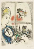 Paris de la fenêtre (Paris through the Window) by Marc Chagall, 1969-70, Lithograph in colours, on Arches paper, with full margins, sold Jun 2018