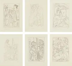 Lysistrata by Pablo Picasso, 1934, The complete set of six etchings, one with aquatint, on Arches paper, with full margins, sold Jun 2018