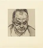 Lucian Freud, Head of Bruce Bernard, 1985, Etching, on Arches paper, with full margins