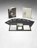 Marcel Duchamp, À L'Infinitif (The White Box), 1967, Screenprint on vinyl mounted to Plexiglas (as issued) with 79 facsimile notes contained in seven black paper folders, with accompanying text, all contained within the original linen-covered portfolio with printed title on the front