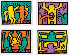 Keith Haring, Pop Shop I, 1987, The complete set of four screenprints in colours, on wove paper, with full margins