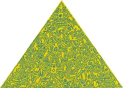 Keith Haring, Pyramid, 1989, Anodized aluminium plate in yellow and blue