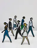 Julian Opie, Walking Statuettes, 2017, The complete series of seven resin model board, hand-painted statuettes