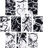 Kaws, Man's Best Friend, 2016, The complete set of 10 screenprints in black and white, on Saunders Waterford High White paper, the full sheets, with title page, loose (as issued) contained in the original grey fabric-covered portfolio with printed title