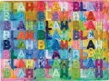 Mel Bochner, Blah Blah Blah, 2017, Monoprint with collage, engraving, embossing and oil paint in colours, on handmade and hand-dyed Twinrocker paper, the full sheet
