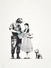 Stop & Search by Banksy, 2007, Screenprint in colours, on Arches 88 paper, with full margins, sold Jun 2018