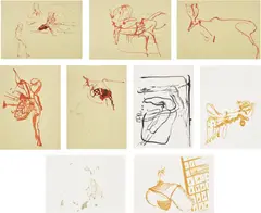 Trace 1 by Joseph Beuys, 1974, The complete set of nine lithographs in colours, on white wove or grey-green laid papers, with full margins, sold Jun 2018
