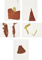 Five Lithographs by Joseph Beuys, 1977, The complete set of five lithographs in brown and gold, on wove paper, the full sheets, sold Jun 2018