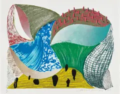 Gorge d'Incre, from Some More New Prints by David Hockney, 1993, Lithograph and screenprint in colours, on Arches 88 paper, with full margins, sold Jun 2018