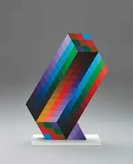 Torony II by Victor Vasarely, 1970, Wood multiple hand-painted with acrylic in colours on both sides, on white painted wooden base, sold Jun 2018