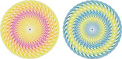 Peter Sedgley, Video Disques, 1969-70, The complete portfolio of six kinetic screenprints, in fluorescent colours, on spun aluminium,