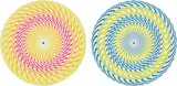 Peter Sedgley, Video Disques, 1969-70, The complete portfolio of six kinetic screenprints, in fluorescent colours, on spun aluminium,