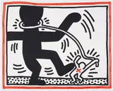 Keith Haring, Untitled, from Free South Africa, 1985, Lithograph in black and red, on BFK Rives paper, with full margins