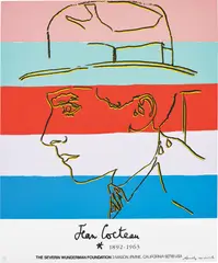 Jean Cocteau by Andy Warhol, 1985, Screenprint in colours, on wove paper, the sheet slightly trimmed, sold Jun 2018
