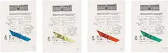 Lawrence Weiner, Rome Was Built for a Day & If That Day Don't Come, 1993, The complete set of four etchings in colours, with collage and hand-colouring in pencil, on wove paper, with full margins