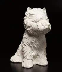 Puppy Vase by Jeff Koons, 1998, Glazed white ceramic vase, contained in the original Stryrofoam-lined white and blue cardboard box, sold Jun 2018