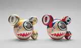 Takashi Murakami, ComplexCon: Mr. Dob (Red/Blue); and ComplexCon: Mr. Dob (Gold), 2016, Two vinyl multiples with hand-printing in colours, each contained in the original silk-lined, printed cardboard boxes