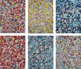 Takashi Murakami, Dazzling Circus: Embrace Peace and Darkness within Thy Heart; MG; 1960->2012; Blue Flower & Skulls; Skulls & Flowers Red; Signal; and This Merciless World