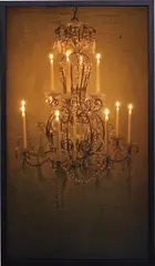 Kim Heewon, Someone's Chandelier 01, 2013, 4K video, 75 inch LED display, black wood frame, custom electronics and installation instructions. Duration: 7:50:16 hours
