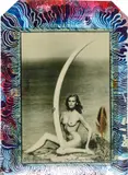 Peter Beard, Magritte Rammé and World Record Cow Elephant Tusk, 1976, Unique Polaroid print with ink and paint, executed later