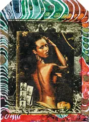 Iman at Hoggers, Kenya by Peter Beard, 1984-1985, Unique Polaroid print with ink and paint, executed later, sold May 2018
