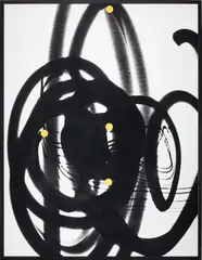 William Klein, Black traces + 4 yellow pastilles, 1952-1953, Archival pigment print, printed 2018, flush-mounted