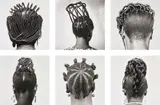 J. D. 'Okhai Ojeikere, Hairstyles, 1968-1975, Unique polyptych, comprising six gelatin silver prints, printed later