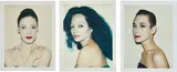 Karen Kaine, Diana Ross, Tina Chow by Andy Warhol, 1980-1985, Three unique Polaroid Polacolor Type 108 prints, sold Nov 2018