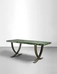 Paolo Buffa, Important and rare dining table, 1930s, Painted steel, breccia delle Alpi marble